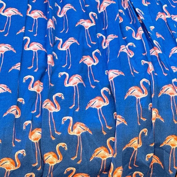 eShakti Flamingo Print Jersey Bodice Dress with Side Pockets Peach and Blue  14W - Picture 5 of 10